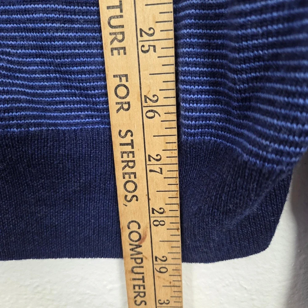 Peter Millar Sweater Mens L Blue Striped‎ Merino Wool Henley Pullover RN100308